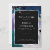 ブライダルシャワー |エレガントはっきりしたティール(緑がかった色)薄紫抽象芸術 招待状 (正面)