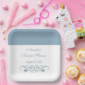 ブライダルシャワー-エレガントブルーシャワー ペーパープレート (パーティー)