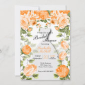 ブライダルシャワー-オレンジ植物の花 招待状 (正面)