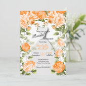 ブライダルシャワー-オレンジ植物の花 招待状 (スタンド正面)
