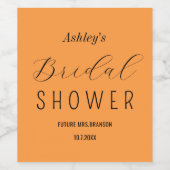 ブライダルシャワー オレンジ 秋の朝食 ワインボトルラベル ワインラベル (シングルラベル)