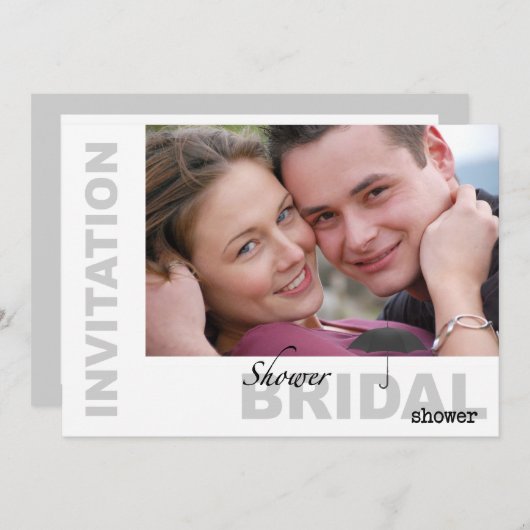 ブライダルシャワー-カスタムフォトB&Wインビテーション 招待状 (正面/裏面)