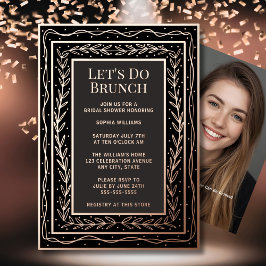 ブライダルシャワー カスタム ボタニカル ブラック 箔招待状