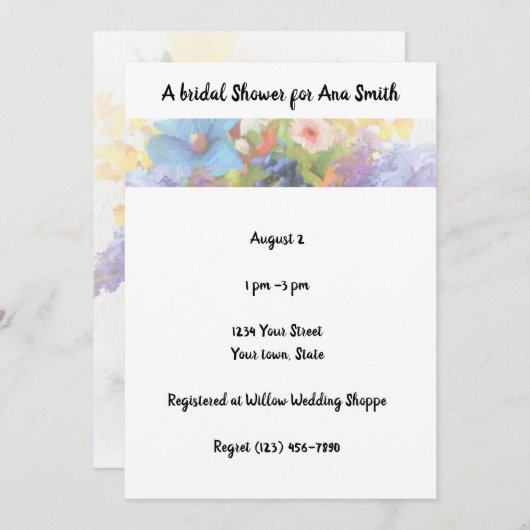 ブライダルシャワー，ガーデン，花，招待状 招待状 (正面/裏面)