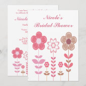 ブライダルシャワー ガーリー フラワールカスタム インビテーション (正面/裏面)
