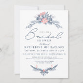 ブライダルシャワー |クリスマスパステルポインセチアフローラ 招待状 (正面)