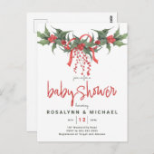 ブライダルシャワー | クリスマスホリデーハollyの花 ポストカード (正面/裏面)