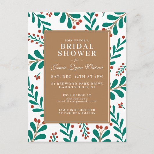 ブライダルシャワー |クリスマス・ミスタントー&ホリー ポストカード (正面)