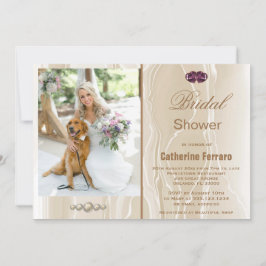 ブライダルシャワー&クリームシルク&ハート&フォト 招待状