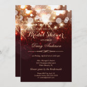 ブライダルシャワー – グラマー金ゴールドグリッタースパーク 招待状 (正面/裏面)