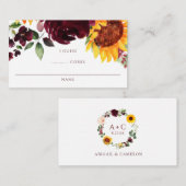 ブライダルシャワー・ゲスゲーム　ひまわりとバラ エンクロージャーカード (正面/裏面)