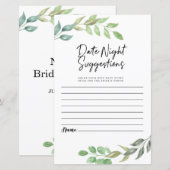 ブライダルシャワー ゲーム デートナイトの提案 グリーン (正面/裏面)