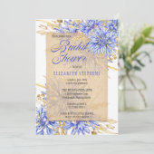 ブライダルシャワー – コーンフラワーブルーワイルドフラワーフローラ 招待状 (スタンド正面)