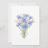 ブライダルシャワー – コーンフラワーブルーワイルドフラワーフローラ 招待状 (裏面)