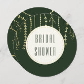 ブライダルシャワー|ゴモダンールデンフロントオンダークグリーン 招待状 (正面/裏面)