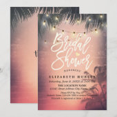 ブライダルシャワー サマー ビーチ パーム ツリー ストリング ライト 招待状 (正面/裏面)