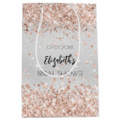 ブライダルシャワー シルバー ローズゴールド 名前 ミディアムペーパーバッグ (正面)