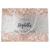 ブライダルシャワー シルバー ローズゴールド 名前 ラージペーパーバッグ (正面)