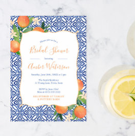 ブライダルシャワー – スイートシトラスオレンジクラシックズブルー 招待状