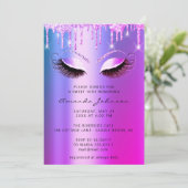 ブライダルシャワー スイート16 グリッター ピンク  アイ  ドリップス 招待状 (スタンド正面)