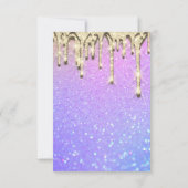 ブライダルシャワー スイート16 ピンク ホログラム ドリップス グラム 招待状 (裏面)