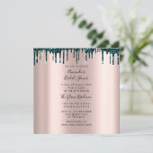 ブライダルシャワー スイート16th ドリップ ローズ ティール フォト 招待状 (スタンド正面)