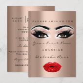 ブライダルシャワー スウィート16 キス リップ メイク レッド ロ 招待状 (正面/裏面)