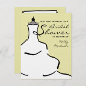 ブライダルシャワー-スタイリッシュなウェディングドレスのカスタム色 招待状 (正面/裏面)