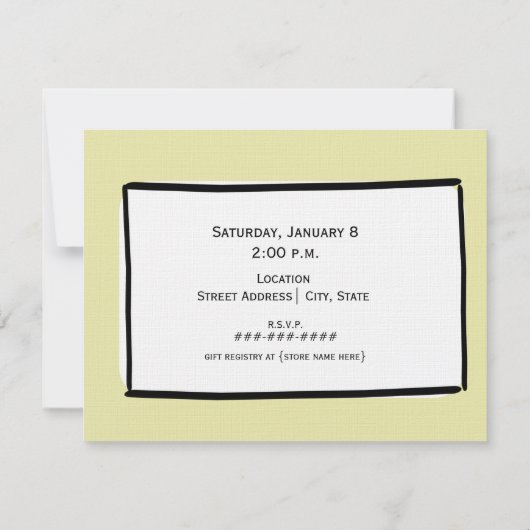 ブライダルシャワー-スタイリッシュなウェディングドレスのカスタム色 招待状 (裏面)