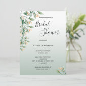 ブライダルシャワー　セージグリーン　ゴールド　ボタニカル 招待状 (スタンド正面)