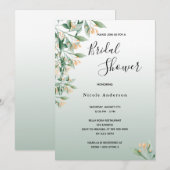 ブライダルシャワー　セージグリーン　ゴールド　ボタニカル 招待状 (正面/裏面)