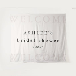 ブライダルシャワー タウペとブラックのタイポグラフィー ウェルカム タペストリー