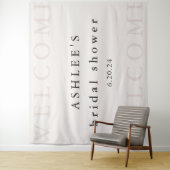 ブライダルシャワー タウペとブラックのタイポグラフィー ウェルカム タペストリー (インサイチュ)