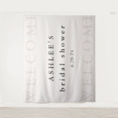 ブライダルシャワー タウペとブラックのタイポグラフィー ウェルカム タペストリー (正面)