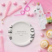 ブライダルシャワー タウペとブラックのタイポグラフィー ウェルカム ペーパープレート (パーティー)