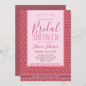 ブライダルシャワー・ダスキーバラピンク幾何学模様 招待状 (正面/裏面)