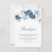 ブライダルシャワー ダスティーブルー フラワーリング サンキューカード (正面)