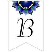 ブライダルシャワー。ダークブルーのマンダラ バンティングフラッグ (第2の旗)