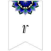 ブライダルシャワー。ダークブルーのマンダラ バンティングフラッグ (第3の旗)