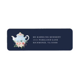 ブライダルシャワー ティー エレガント ブラッシュ フラワーズ ゴールド 返信 ラベル