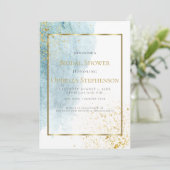 ブライダルシャワー |デニムブルー水彩洗浄 案内状 (スタンド正面)