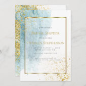 ブライダルシャワー |デニムブルー水彩洗浄 案内状 (正面/裏面)