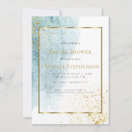 ブライダルシャワー |デニムブルー水彩洗浄 案内状