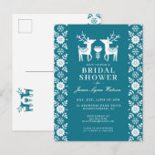 ブライダルシャワー |トナカイのティール（緑がかった色） ポストカード (正面/裏面)