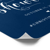 ブライダルシャワー, ネイビーブルー モダン結婚式フォント ポスター (角)