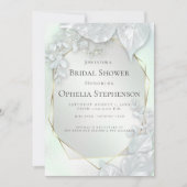 ブライダルシャワー |ハネディグリーンパールきらめく 招待状 (正面)