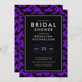 ブライダルシャワー |ハロウィンパープルこうもりパターン 招待状 (正面/裏面)