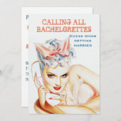 ブライダルシャワー、バチェロレッテ 招待状 (正面/裏面)