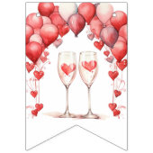 ブライダルシャワー バレンタインハート 愛に乾杯 バンティングフラッグ (第1の旗)