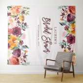 ブライダルシャワー|バーガンディの赤面の写真の背景幕 タペストリー (インサイチュ(横))